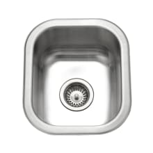 Club 12-3/8" Undermount Single Basin Stainless Steel Bar Sink with Basket Strainer