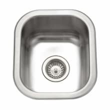 Club 12-1/2" Single Basin Undermount 18-Gauge Stainless Steel Bar Sink with Sound Dampening Technology and Basket Strainer