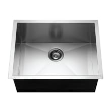 Contempo 23" Undermount Single Basin Stainless Steel Kitchen Sink with Basin Rack and Basket Strainer