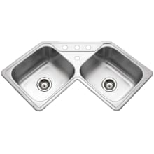 Legend 31-7/8" Drop In Double Basin Stainless Steel Kitchen Sink with Basket Strainer