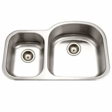 Medallion 32-1/2" Double Basin Undermount 18-Gauge Stainless Steel Kitchen Sink with 40/60 Split - Single Basket Strainer Included