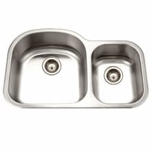 Medallion 32-1/2" Double Basin Undermount 18-Gauge Stainless Steel Kitchen Sink with 60/40 Split - Basket Strainers Included