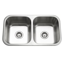 Medallion Classic 31-1/2" Undermount Double Basin Stainless Steel Kitchen Sink with Basket Strainer