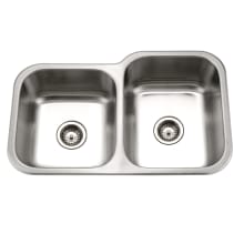 Medallion Classic 31-1/2" Undermount Double Basin Stainless Steel Kitchen Sink with Basket Strainer