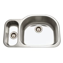 Medallion Designer 32" Undermount Double Basin Stainless Steel Kitchen Sink with Basket Strainer