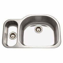 Medallion 32" Double Basin Undermount 18-Gauge Stainless Steel Kitchen Sink with 20/80 Split - Basket Strainers Included