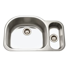 Medallion Designer 32" Undermount Double Basin Stainless Steel Kitchen Sink with Basket Strainer