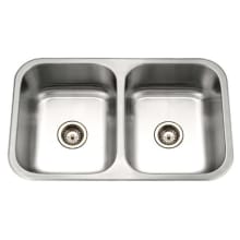 Medallion Gourmet 31-1/2" Undermount Double Basin Stainless Steel Kitchen Sink with Basket Strainer