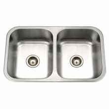 Medallion 31-1/2" Double Basin Undermount 18-Gauge Stainless Steel Kitchen Sink with 50/50 Split - Basket Strainers Included