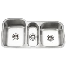 Medallion Gourmet 39-13/16" Undermount Triple Basin Stainless Steel Kitchen Sink with Basket Strainer