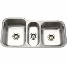 Medallion 39-7/8" Triple Basin Undermount 18-Gauge Stainless Steel Kitchen Sink with 40/20/40 Split - Basket Strainers Included