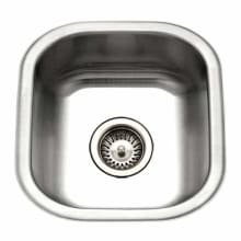 Club 16-1/4" Single Basin Undermount 18-Gauge Stainless Steel Bar Sink with Sound Dampening Technology - Basket Strainer Included