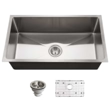 Nouvelle 31-1/8" Undermount Single Basin Stainless Steel Kitchen Sink with Basin Rack and Basket Strainer