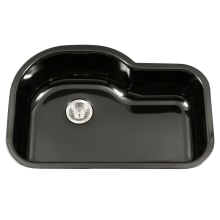 Porcela 31-1/4" Undermount Single Basin Porcelain, Stainless Steel Kitchen Sink