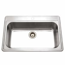 Premiere 33" Single Basin Drop In 18-Gauge Stainless Steel Kitchen Sink with Sound Dampening Technology - Basket Strainer Included