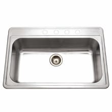 Premiere 33" Single Basin Drop In 18-Gauge Stainless Steel Kitchen Sink with Sound Dampening Technology - Basket Strainer Included