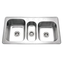 Premier 41-5/16" Drop In Triple Basin Stainless Steel Kitchen Sink with Basket Strainer