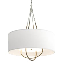 Loop 4 Light 28" Wide Pendant - Sterling Finish with Soft Gold Accents and Natural Anna Shade
