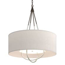 Loop 4 Light 28" Wide Pendant - Bronze Finish with Sterling Accents and Beige Flax Shade