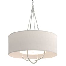 Loop 4 Light 28" Wide Pendant - Vintage Platinum Finish with Sterling Accents and Beige Flax Shade