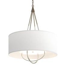 Loop 4 Light 28" Wide Pendant - Soft Gold Finish with Sterling Accents and Natural Anna Shade