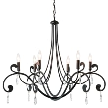 Stella 6 Light 33" Wide Crystal Candle Style Chandelier - Black Finish