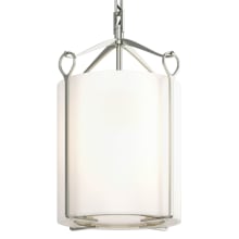 Bow 10" Wide Semi-Flush Ceiling Fixture - Sterling Finish with Opal Glass Shade