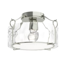 Bow 13" Wide Semi-Flush Drum Ceiling Fixture - Sterling Finish with Clear, Water Glass Shade