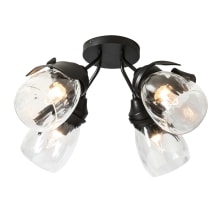 Lapas 4 Light 19" Wide Semi-Flush Ceiling Fixture - Black Finish with Clear, Water Glass Shades