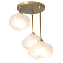 Ume 3 Light 12" Wide Semi-Flush Ceiling Fixture - Modern Brass Finish with Frosted Glass Shades