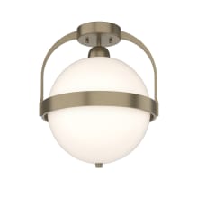 Atlas 14" Wide Semi-Flush Globe Ceiling Fixture - Soft Gold Finish with Opal Glass Shade