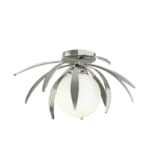Dahlia 21" Wide Semi-Flush Globe Ceiling Fixture - Sterling Finish with Opal Glass Shade