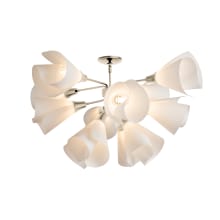 Mobius 12 Light 38" Wide Semi-Flush Ceiling Fixture - Soft Gold Finish with White Acrylic Shades