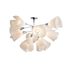 Mobius 12 Light 38" Wide Semi-Flush Ceiling Fixture - Sterling Finish with White Acrylic Shades