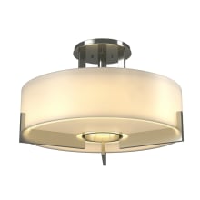 Axis 3 Light 19" Wide Semi-Flush Drum Ceiling Fixture - Sterling Finish with Opal Glass Shade