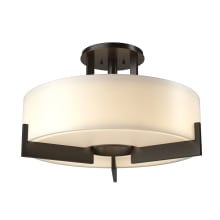 Axis 3 Light 19" Wide Semi-Flush Drum Ceiling Fixture - Oil Rubbed Bronze Finish with Opal Glass Shade