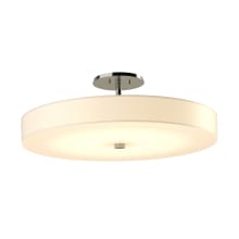 Disq 23" Wide LED Semi-Flush Drum Ceiling Fixture - Sterling Finish with White Acrylic Shade