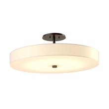 Disq 23" Wide LED Semi-Flush Drum Ceiling Fixture - Oil Rubbed Bronze Finish with White Acrylic Shade