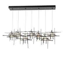 Tura 7 Light 54" Wide Abstract Linear Pendant - Dark Smoke Finish with Frosted Glass Shades - Standard Height