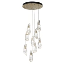 Luma 9 Light 21" Wide Crystal Multi Light Pendant - Black Finish with Clear Crystal Shades - Long Height