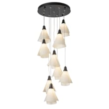 Mobius 9 Light 21" Wide Multi Light Pendant - Black Finish with White Acrylic Shades - Standard Height