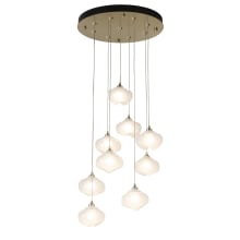 Ume 9 Light 21" Wide Multi Light Pendant - Black Finish with Frosted Glass Shades - Standard Height