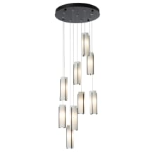 Exos 9 Light 21" Wide Multi Light Pendant - Black Finish with Opal Glass Shades - Standard Height