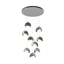 Brooklyn 9 Light 21" Wide Multi Light Pendant - Vintage Platinum Finish with Bronze Accents and Opal Glass Shades - Standard Height