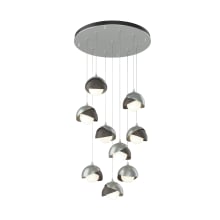Brooklyn 9 Light 21" Wide Multi Light Pendant - Vintage Platinum Finish with Dark Smoke Accents and Opal Glass Shades - Standard Height