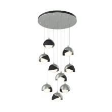 Brooklyn 9 Light 21" Wide Multi Light Pendant - Vintage Platinum Finish with Black Accents and Opal Glass Shades - Standard Height