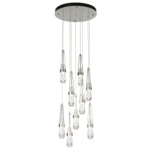 Link 9 Light 21" Wide Multi Light Pendant - Sterling Finish with Clear Glass Shades - Standard Height