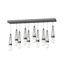 Link 10 Light 45" Wide Linear Pendant - Black Finish with Clear Glass Shades with White Threading - Standard Height