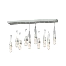 Link 10 Light 45" Wide Linear Pendant - Vintage Platinum Finish with Clear Glass Shades with White Threading - Standard Height