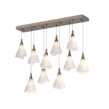 Mobius 10 Light 46" Wide Linear Pendant - Bronze Finish with White Acrylic Shades - Standard Height